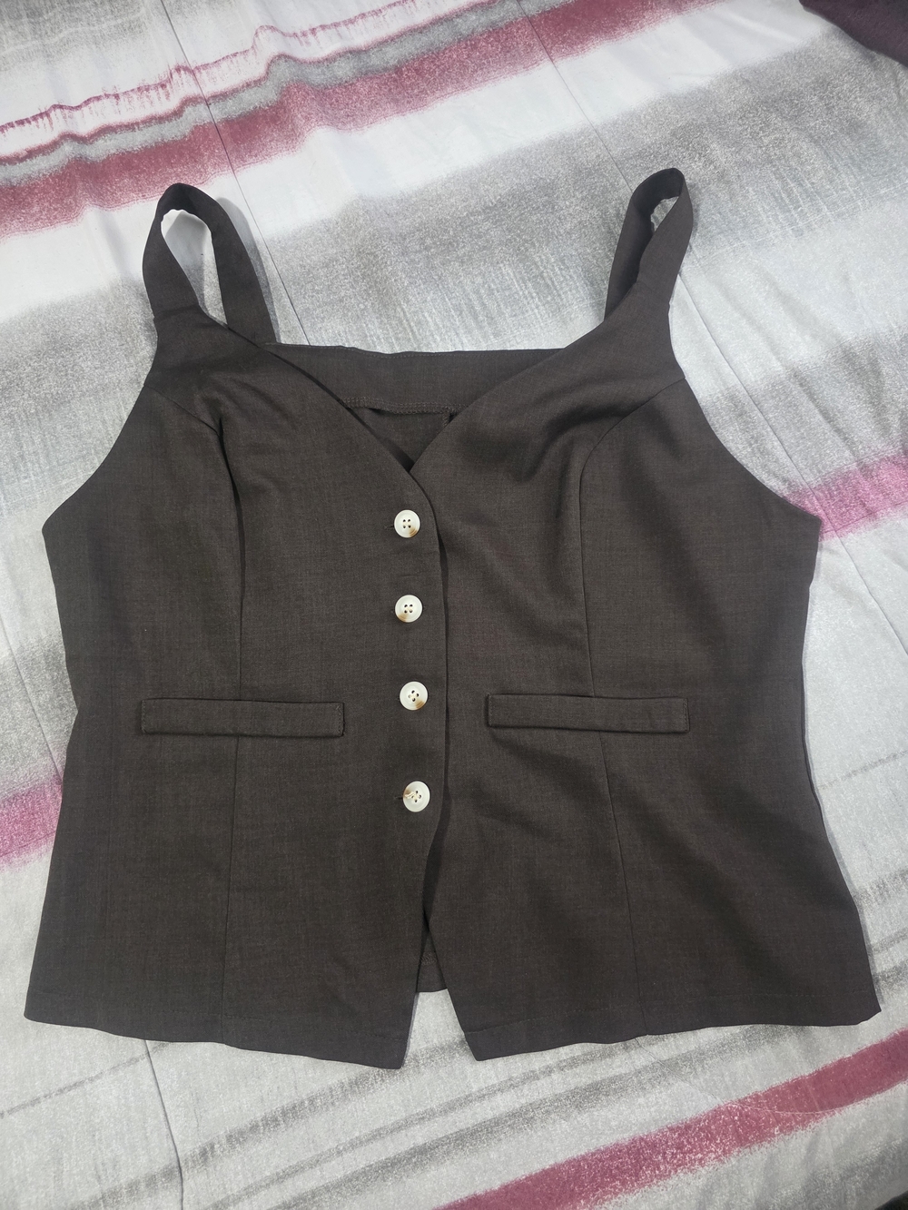 Women’s Brown Button-Front Tank Top